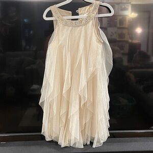 Tahari Cream Kids Dress with Glitter All over